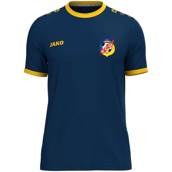 Quentalys - Maillot manches courtes coloris Navy / citron modèle ONE Jako pour le club de FC Grimaud