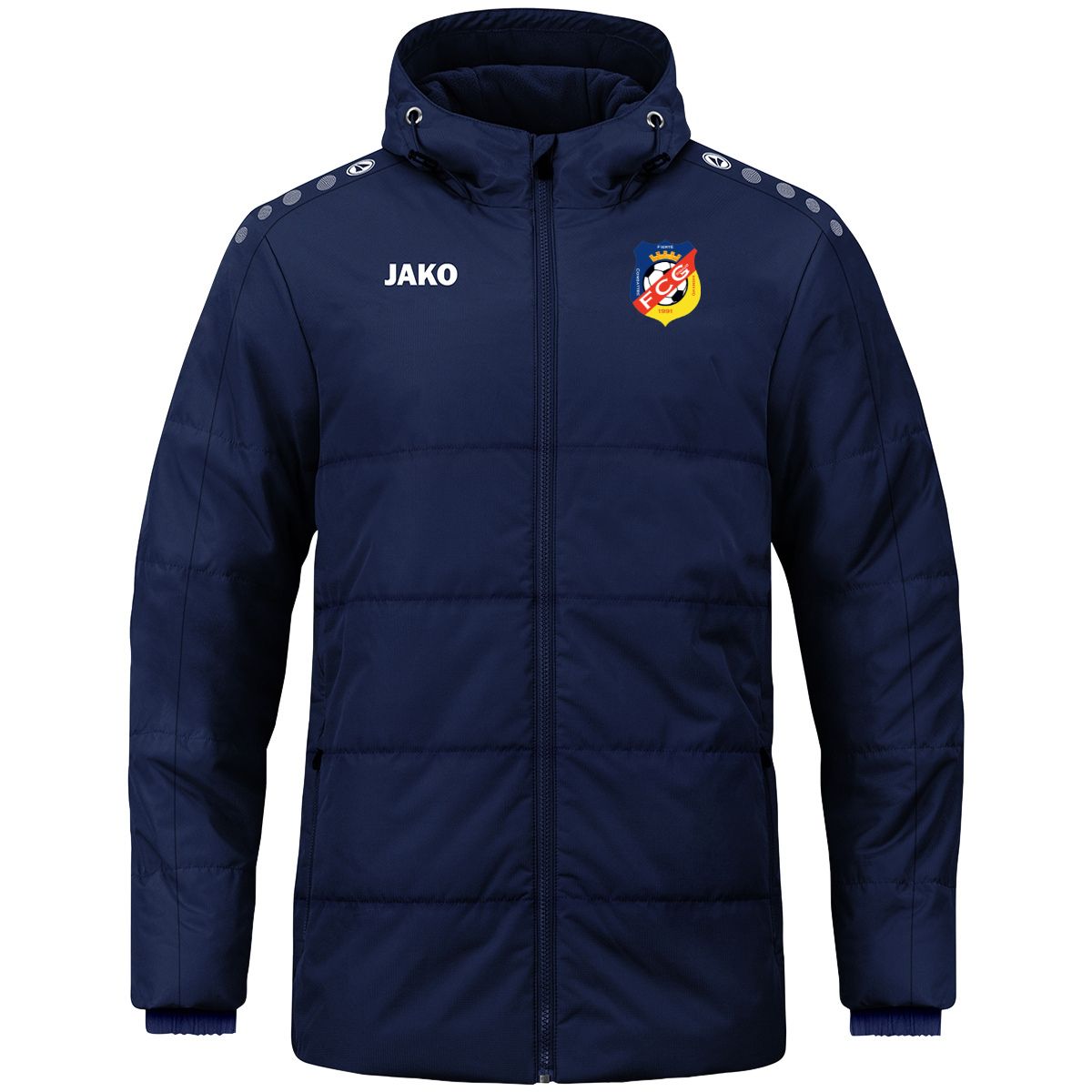 Quentalys - Veste coach à capuche marine Jako pour le club de FC Grimaud