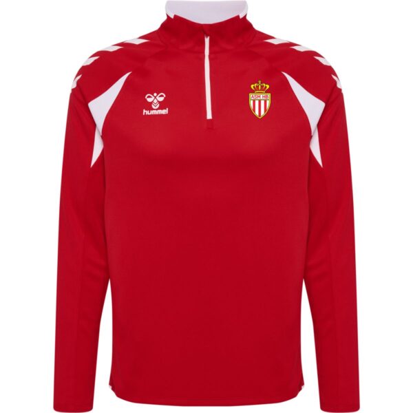 Quentalys - Sweat 1/2 zip Homme rouge Hummel pour le club AS Monaco Handball