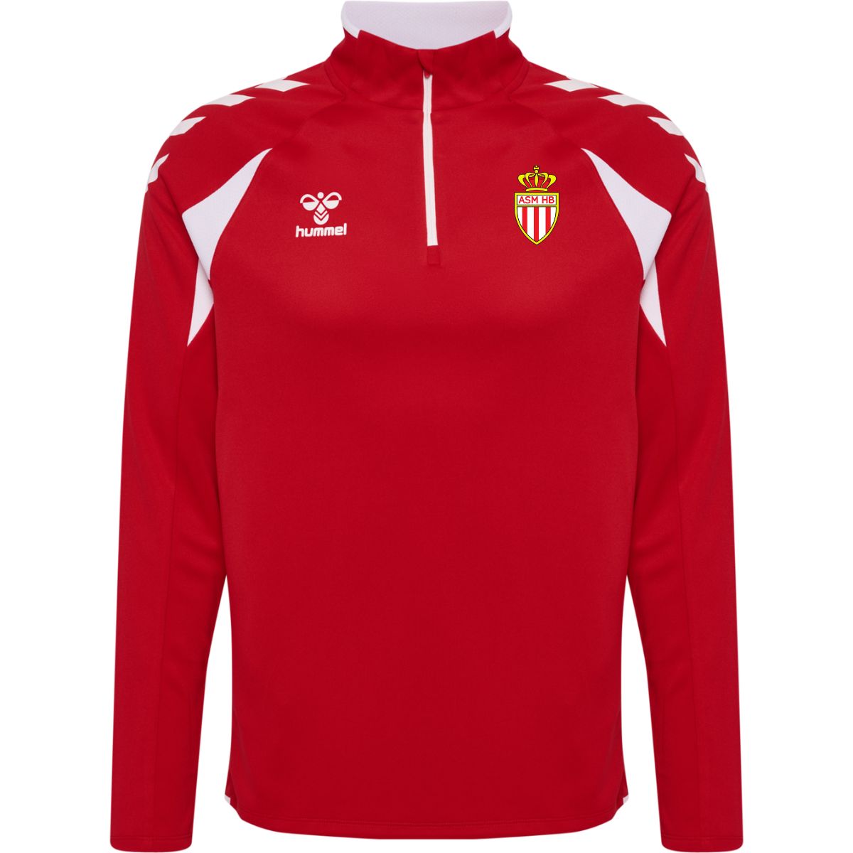 Quentalys - Sweat 1/2 zip Homme rouge Hummel pour le club AS Monaco Handball