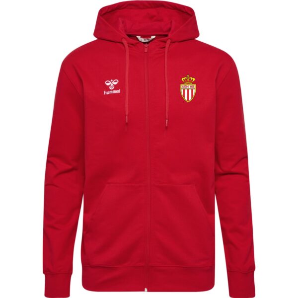 Quentalys - Veste hoodie zip Homme rouge Hummel pour le club AS Monaco Handball